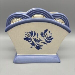 PFALTZGRAFF YORKTOWNE SCULPTED NAPKIN HOLDER‎ BASKET BLUE FLORAL